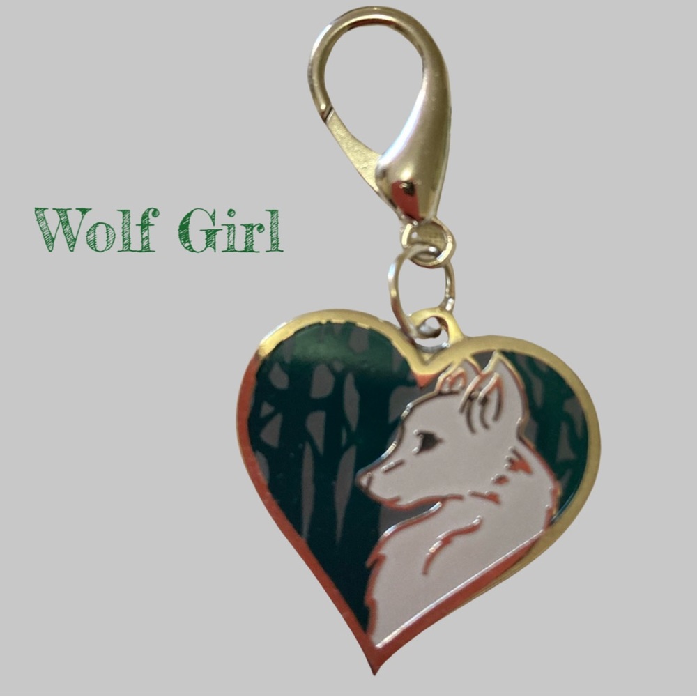 WOLF-GIRL Zipper Pull Charm - NWOT - “Will You Tell Me A Story Wolf-Girl?”